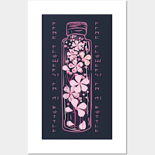 Pink flowers in a bottle Posters and Art